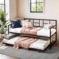 thumbnail image 2 of ModFusion - Modern Twin Daybed with Pull Out Trundle/Steel Slat Support/Space Saving Adjustable Height, Easy Assembly, Black, 2 of 7