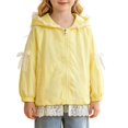 thumbnail image 2 of YunPes Girls Hooded Jacket Ruffle Lace Trim Zip-Up Windbreaker Coat Mesh Inner Lightweight Cozy Fall Cute Outerwear for Kids, 2 of 6