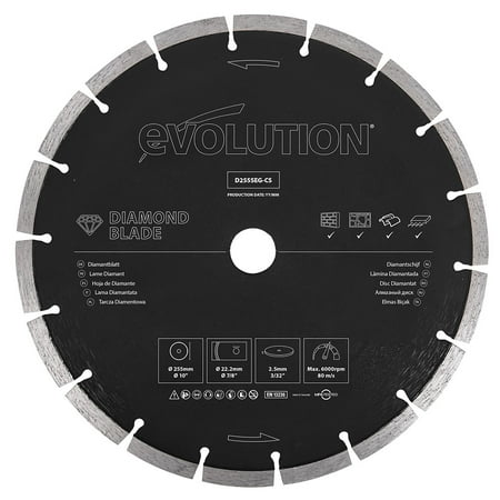 

Evolution Power Tools 10 In. Segmented Edge 7/8 In. Arbor Concrete Stone Brick Cutting Diamond Blade