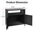 thumbnail image 3 of Faitaliicy Outdoor Wicker Rattan Storage Cabinet With Shelf Powder Coated Steel Patio Storage Box Bar Table With 2-Door Outdoor Freestanding Storage Unit For Patio Pool Garden Indoor Kitchen, 3 of 7