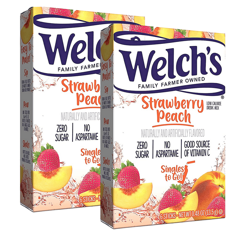 velgørenhed Håbefuld Ofte talt Welch's Singles To Go Powdered Drink Mix, Strawberry Peach, No Aspartame  Low Calorie Fruity Flavored Water Enhancer Greta for Picnics Camping  Everyday Beverages 2 Boxes, 6 Sticks Each 12 Total Serving - Walmart.com