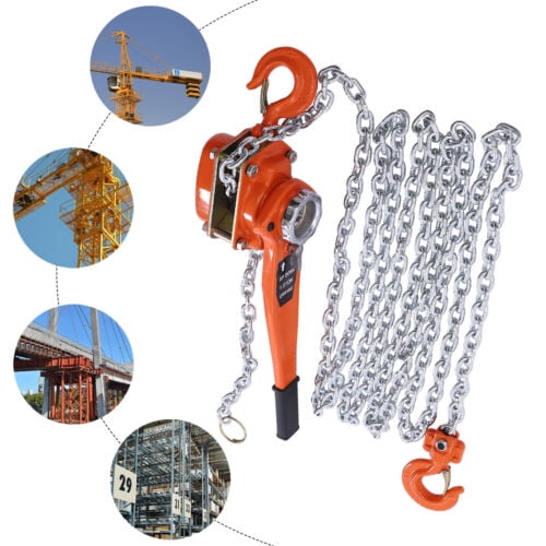 Manual Ratchet Lever Chain Hoist - 1 Ton Capacity, 10ft Chain, 6mm G80 Steel (Blue)-657518