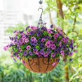 thumbnail image 3 of Artificial Flowers Hanging Baskets, Multicolor 12 Bundles Faux Flower Outdoor Hanging Basket Spring Summer Decoration, Fake Flowers Plants for Porch Patio Balcony Home Yard Decor(Two purples), 3 of 5