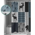 thumbnail image 3 of 72x78 Inch Shower Curtain Vintage Pliad Bathroom Decor Waterproof Fabric Bathtub Bath Curtains Decorative Farmhouse Bear Deer Trees Forest Checked Extra Long Shower Curtain Set with Hooks, 3 of 6