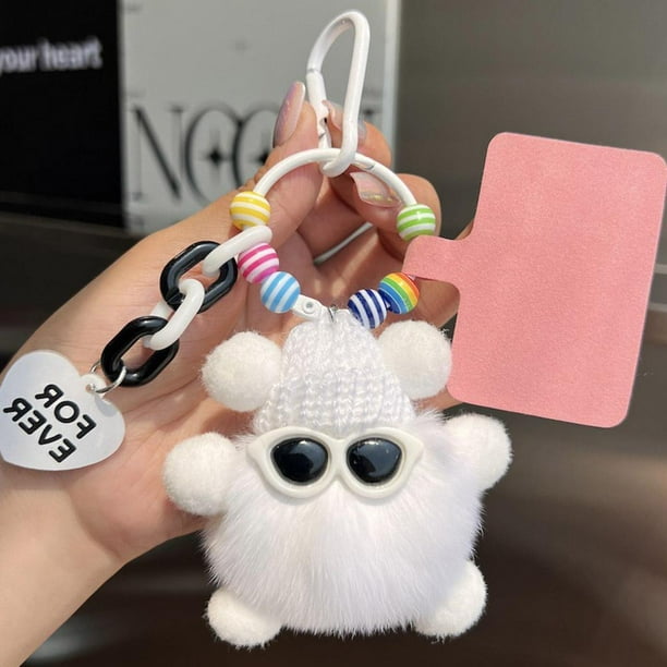 Llavero colorido de peluche de elfo rex con pelo de conejo: un adorno suave y adorable para bolsos, regalos, teléfonos, mochilas y coches.