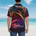 thumbnail image 6 of Daiia Colorful Abstract Wave Motion Hawaiian Shirt for Men Gentle Cotton Regular Short Sleeve Casual-Large, 6 of 9