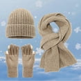 thumbnail image 2 of Bibifish 3pcs Knitted Hat Scarf Glove Sets For Men Women Solid Color Cable Knitted Beanie Scarf Gloves Trendy Winter Outdoor Cold Weather Warm Accessory Sets, 2 of 3