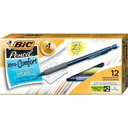 BIC Matic Grip Mechanical Pencils, No 2, 0.7 mm HB Tip, Assorted Colors, Pack of 12