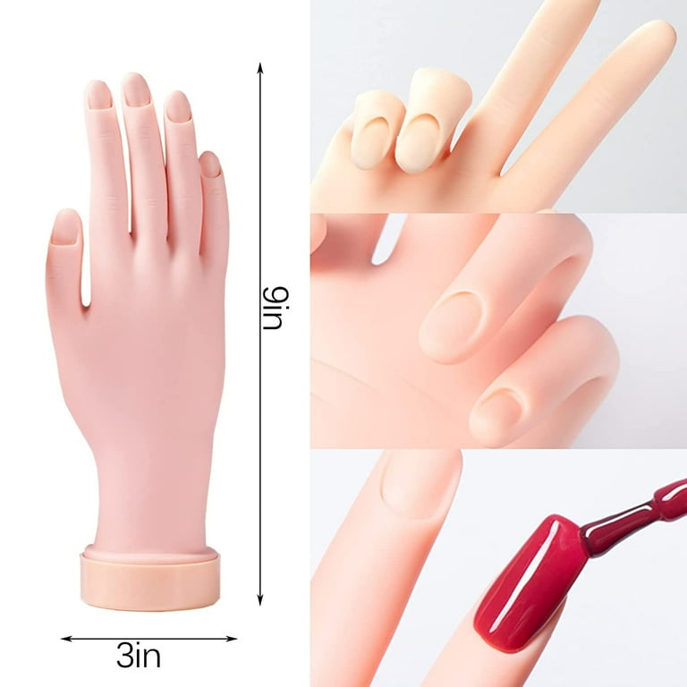 Buqikma Nail Practice Hand for Acrylic Nails, Mannequin Hand for Nails  Practice, Flexible Bendable Fake Hand Manicure Nail Practice Hand 1Pcs
