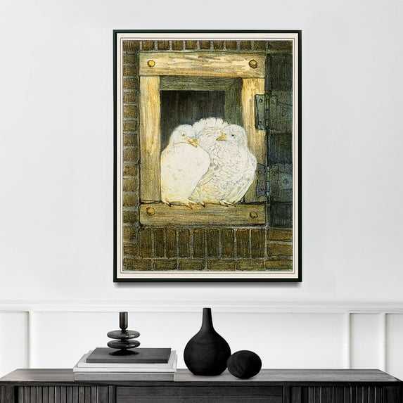 Witte Duiven in Venster - 1878–1910 | Theo Van Hoytema | Premium Fine Art Print | 20th Century Dutch | Art Nouveau | Portrait | Nature Art