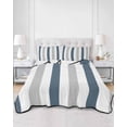 thumbnail image 3 of Blue Gray Striped Full Size Down Alternative Comforter, Lightweight Comforter Quilt Bedding Set with Pillow Shams Farmhouse Stripe Art All Seasons Bed Comforter Duvet Insert 78"x90", 3 of 7