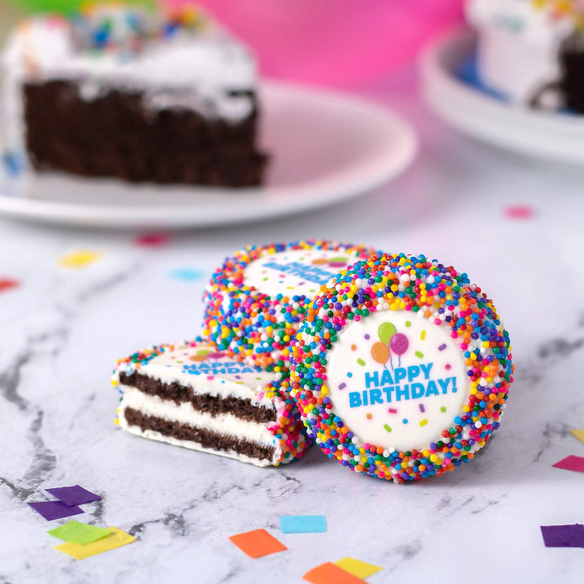 OREOiD Happy Birthday Cookies Gift Box, Chocolate Sandwich Cookies with White Chocolate and Sprinkles, 12ct cookies box