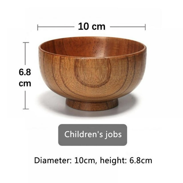 Forzero Sanchuang Bowl Household Japanese Tableware Creative Anti-Scalding Soup Bowl Chinese Wooden Bowl Round Noodle Bowl Children'S Rice Bowl 10*6.8Cm