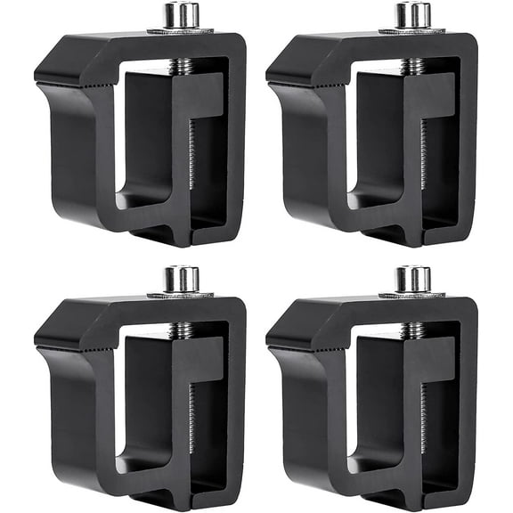 AA-Racks P-AC(4)-09 Set of 4 Aluminum C-Clamps for Non-Drilling Truck Rack & Camper Shell Installation - Black(P-AC(4)-09-BLK)