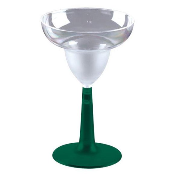 2Pc. 12Oz. Clear- Green Plastic Margarita Glass With Green Base - Pack of 96