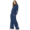 thumbnail image 6 of CIENVNSTG Women's 2 Piece Outfits Bow Trim Print Hoodie Sweatsuit Sets Oversized Sweatshirt Wide Leg Sweatpants Navy L, 6 of 6