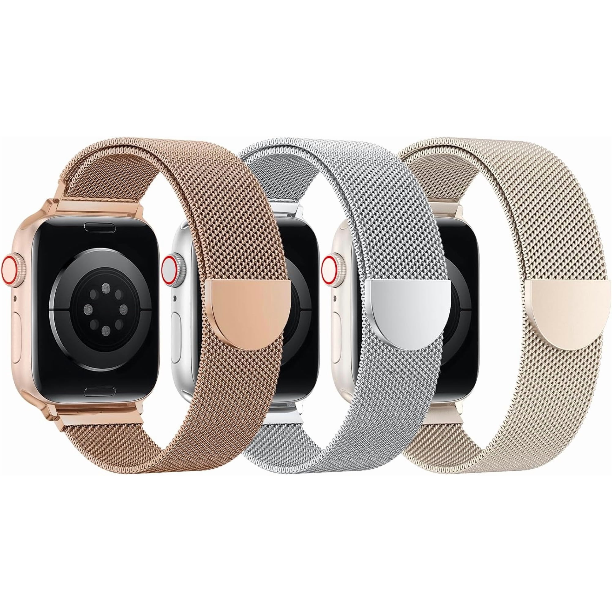 3 Pack Mesh Loop Compatible with Apple Watch Bands for Women Men 40mm 41mm 38mm 42mm 44mm 45mm 49mm 46mm Series 11 10 9 8 7 6 5 4 Ultra3 SE3 2, Stainless Steel Metal Magnetic Strap for iWatch