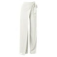 thumbnail image 5 of SNKSDGM Women's Plus Black Pants for Women High Waisted Stretchy Linen Pants for Women Petite Short Women's Workplace Dress Pants Casual Texture Wide Leg Belt Temperament Pants, 5 of 6