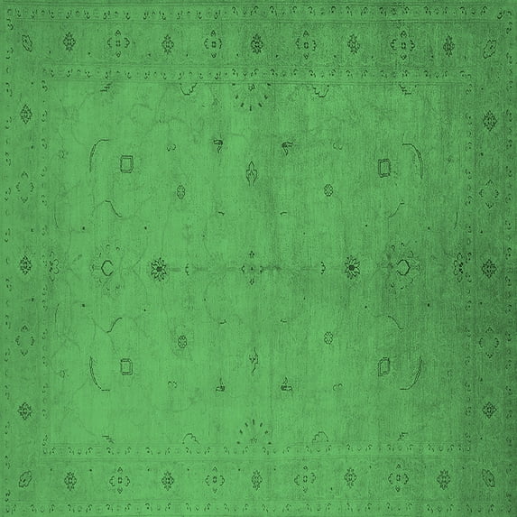 Ahgly Company Indoor Square Oriental Emerald Green Industrial Area Rugs, 3' Square