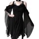 thumbnail image 2 of Renaissance Faire Costume Women Sexy Off Shoulder Fairy Dress Plus Size Goth Steampunk Dress Halloween Gothic Dress, 2 of 5