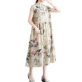 thumbnail image 5 of YM YOUMU Women Floral Printed Dress Stand Collar Frog Button Chinese Style, 5 of 5