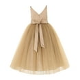 thumbnail image 2 of Ekidsbridal V-Neck Tulle Flower Girl Dress for Communion Baptism Formal Gown 218 2, 2 of 3