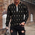 thumbnail image 2 of IROINNID Discount Long Sleeve Pullover Shirts for Men Loose Unisex Daily T-shirt 3D Print Half Zipper Tops Blouse,Gold, 2 of 3