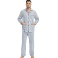 thumbnail image 1 of GLOBAL Conjuntos de Pijamas de Algodón para Hombre, Ropa de Dormir de Manga Larga con Botones, Ropa de Dormir Cómoda, Conjunto de Pijama Suave con Rayas Blancas M, 1 of 6