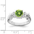 thumbnail image 3 of Sterling Silver Rhodium Peridot & Cz Ring (Size 7) Made In China qr639-7, 3 of 5