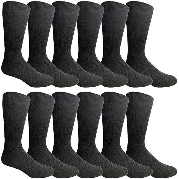 Yacht & Smith Mens Ribbed Combed Cotton Dress Socks, Black, Bulk Packs