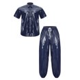 thumbnail image 4 of vastwit Men Plastic Oversized Shirts Pants Set Waterproof Two-piece Outfit Sweat Suit Jogging Sportswear Dark Blue XXL, 4 of 7