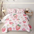 thumbnail image 2 of Erosebridal Watercolor Strawberry Twin Quilt Set for Girls, Cherry Blossoms Flower Twin Coverlet Set, 2-Piece, 2 of 7