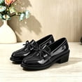 thumbnail image 5 of Busydd Womens Loafers Fashion Glossy Chunky Block Heel Dress Shoes Casual Comfortable Closed Toe Solid Color Slip On Shoes, 5 of 8