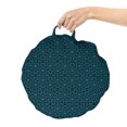 thumbnail image 2 of Ethnic Round Floor Cushion with Handle, Folkloric Dark Toned Pattern with Flowers Lattice Vintage Themed, Decorative Pillow for Living Room & Dorms, 18" Round, Blue Charcoal Grey, by Ambesonne, 2 of 4