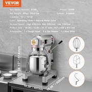 VEVOR Commercial Food Mixer, 10QT Commercial Stand Mixer with 3 Adjustable Speeds, 550W Dough Mixer with Stainless Steel Bowl and 3 Mixing Attachments, Ideal for Restaurant, Bakery, Pastry Shop, Cafe