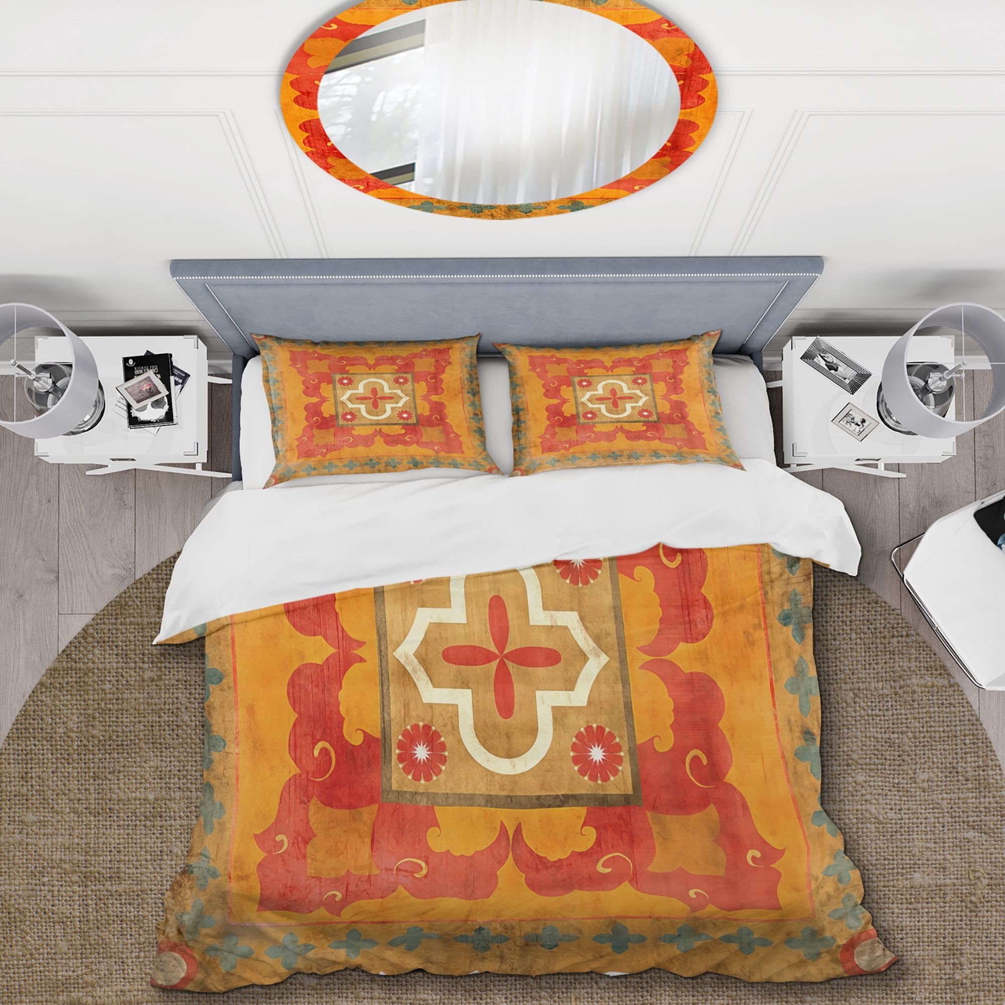 Designart 'Moroccan Orange Tiles Collage II' Cottage Duvet Cover Set