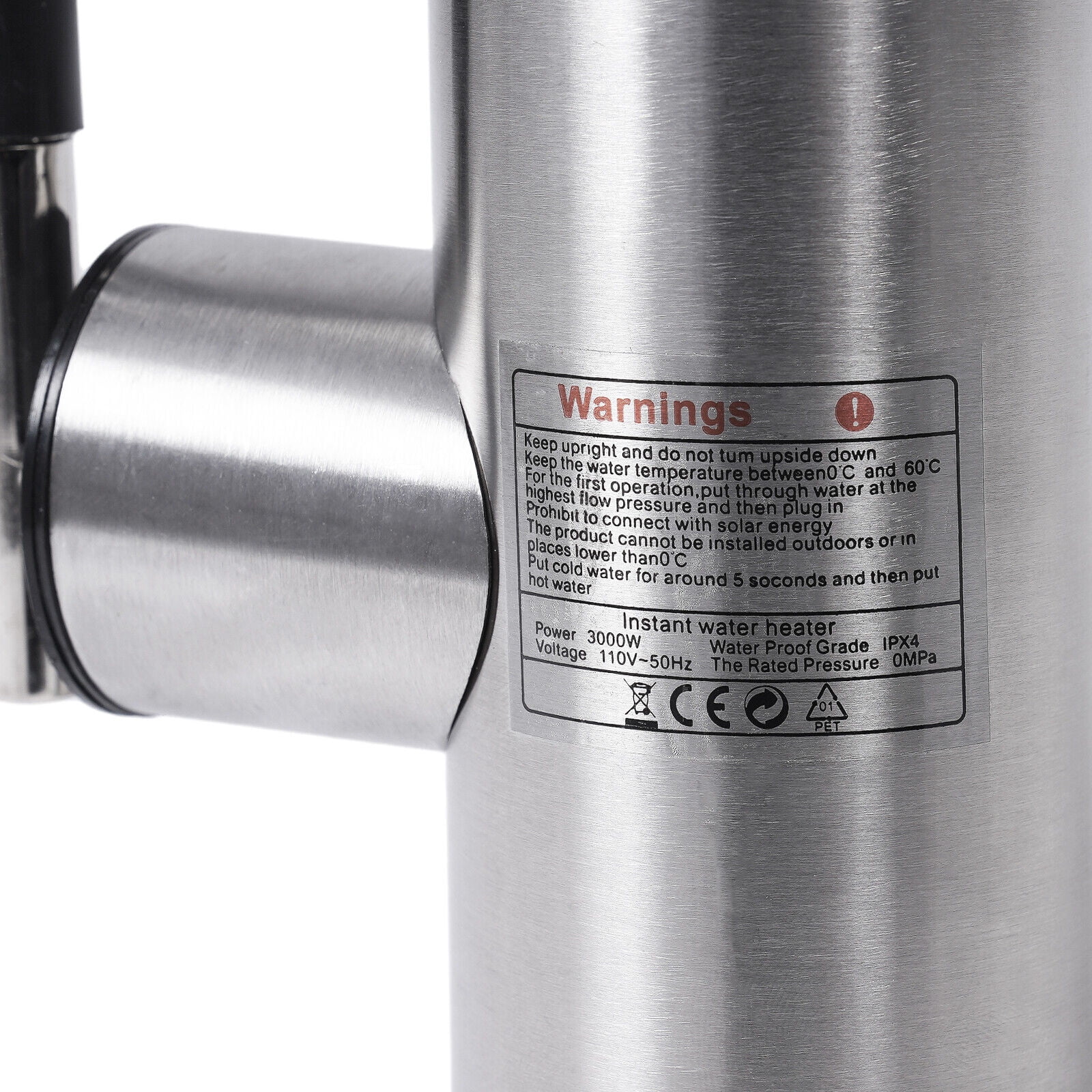304 SS 360° Electric Heating Faucet Heater Faucet,110V Corded Electric Instant Heating Water Faucet 3000W