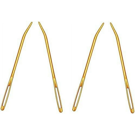 4pcs Darning Needles Knitting Needles Set Needles Gold, Large; Eye Blunt Needle Sewing Needles for Tapestries Attractive