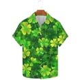 thumbnail image 5 of Ceisia Men's St. Patrick's Day All-Over Shamrock Print Short Sleeve Turndown Collar Stretch Casual Shirt Green M Gifts, 5 of 5