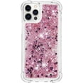thumbnail image 2 of Compatible with iPhone 12 Pro Max Case Glitter Luxury Cute Love Liquid Quicksand Clear Soft TPU Girls Women Stylish Bumper Shockproof Protective Case for iPhone 12 Pro Max Rose Gold YB, 2 of 12