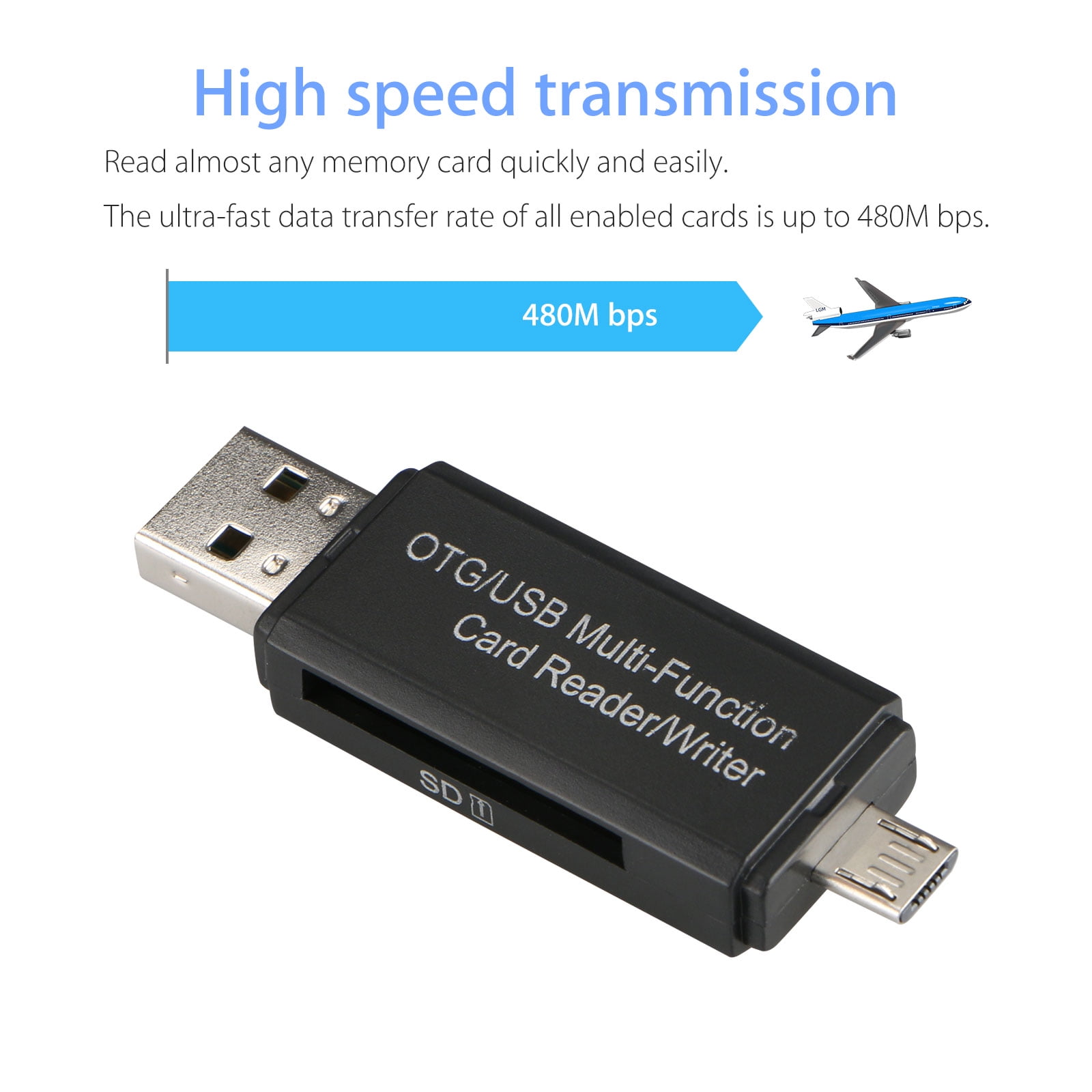Liobaba OTG Type-C Card Reader USB 3.0 USB A Micro USB Combo to TF SD Card Reader