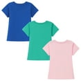 thumbnail image 2 of HILEELANG Tween Girls' Short Sleeve Cotton T-Shirts, Unicorn Design, 3-Pack, Pink/Navy/Green, Size 10, 2 of 5