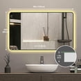 thumbnail image 5 of Kadyn 48*32 inch Hanging Mirror with Rounded Corners and Temperature Display, Bathroom Wall Mirror with 3 Color Light, Defogging and High-definition Tempered Glass, Black, 5 of 9