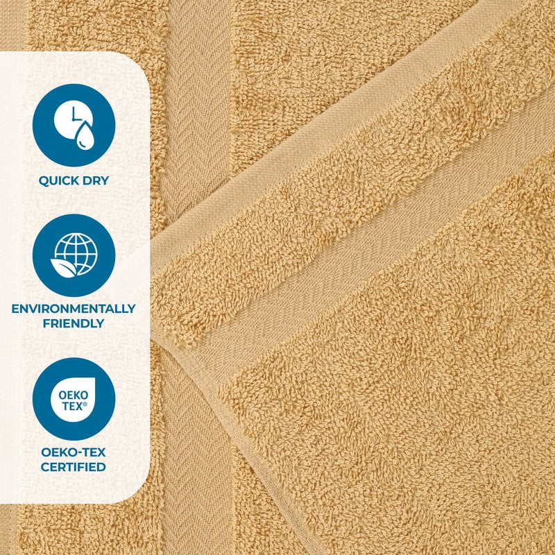 Superior Franklin 6-Piece Cotton Towel Set, Super Soft Quick Dry Fade Resistant Towels, Gold