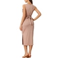 thumbnail image 3 of INSPIRE CHIC Robe Midi Sans Manches Décontractée pour Femmes, Taille Croisée, Khaki m, 3 of 5