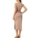 thumbnail image 3 of INSPIRAR CHIC Vestido de fiesta de cóctel midi sin mangas con lazo en la cintura y cuerpo ajustado para mujer en color caqui M, 3 of 6