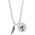thumbnail image 1 of Delight Jewelry Silvertone Lightning Bolt Silvertone Script Initial Disc - F - Charm Necklace, 20"+3", 1 of 4