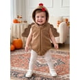 thumbnail image 4 of RUINIXCW Newborn Baby Girl Boy Thanksgiving Turkey Costume Kids Halloween Spider Costume Infant Baby Boy Girl Fall Winter Clothes Warm Fleece Romper Sleeveless Hooded Zip Up Bodysuit Jumpsuit, 4 of 10