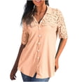 thumbnail image 1 of EQWLJWE Hauts d'Été pour Femmes Hauts pour Femmes Liquidation Mode Femmes Été Imprimé Manches Courtes Col en V Blouse Décontractée Hauts, 1 of 6