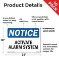 thumbnail image 2 of Activate Alarm System OSHA Notice Rigid Plastic Sign 24 Inch x 18 Inch - 10 Pack, 2 of 8